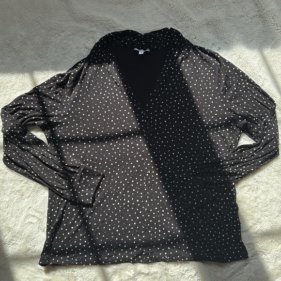 Reitmans Black Polka Dot V-Neck Top – Size M | Flirty Fit | Soft Stretch | - Picture 1 of 7